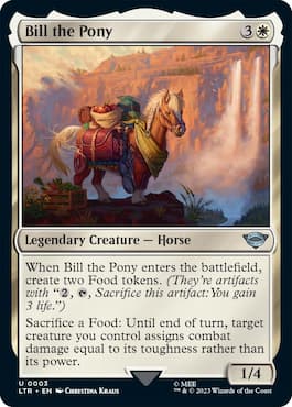 Bill the Pony carrying supplies in MTG LTR set. 