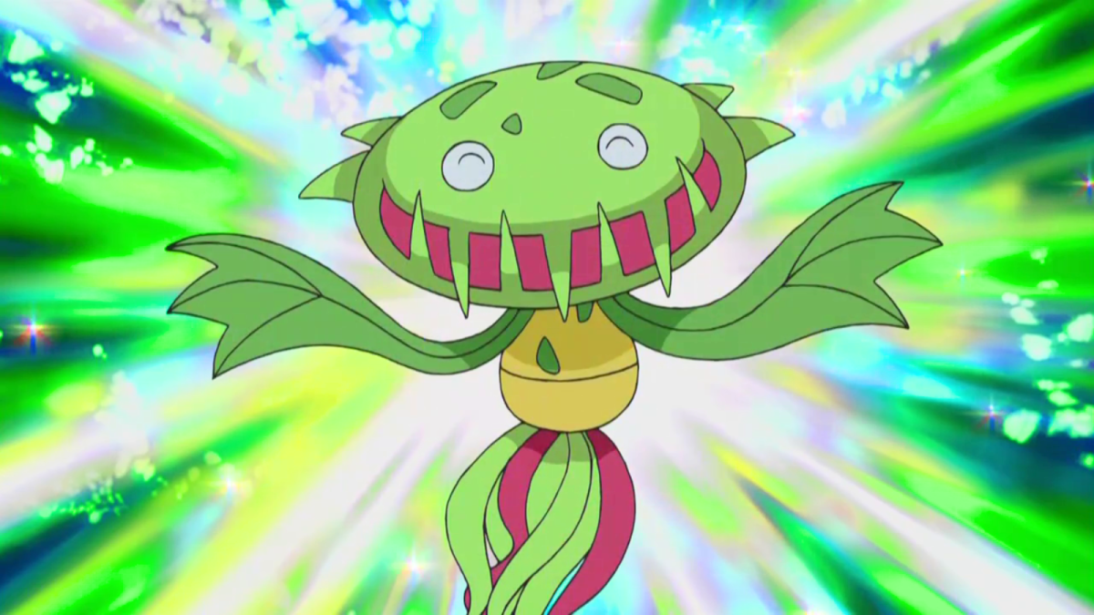 Carnivine smiling in the Pokémon anime.