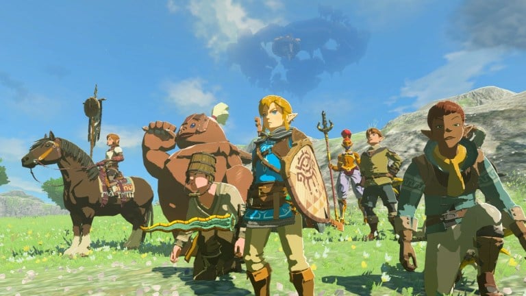 Link and friends line up, preparing for a Hyrule adventure.