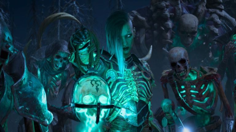 An image of the Necromancer with their summons in Diablo 4.