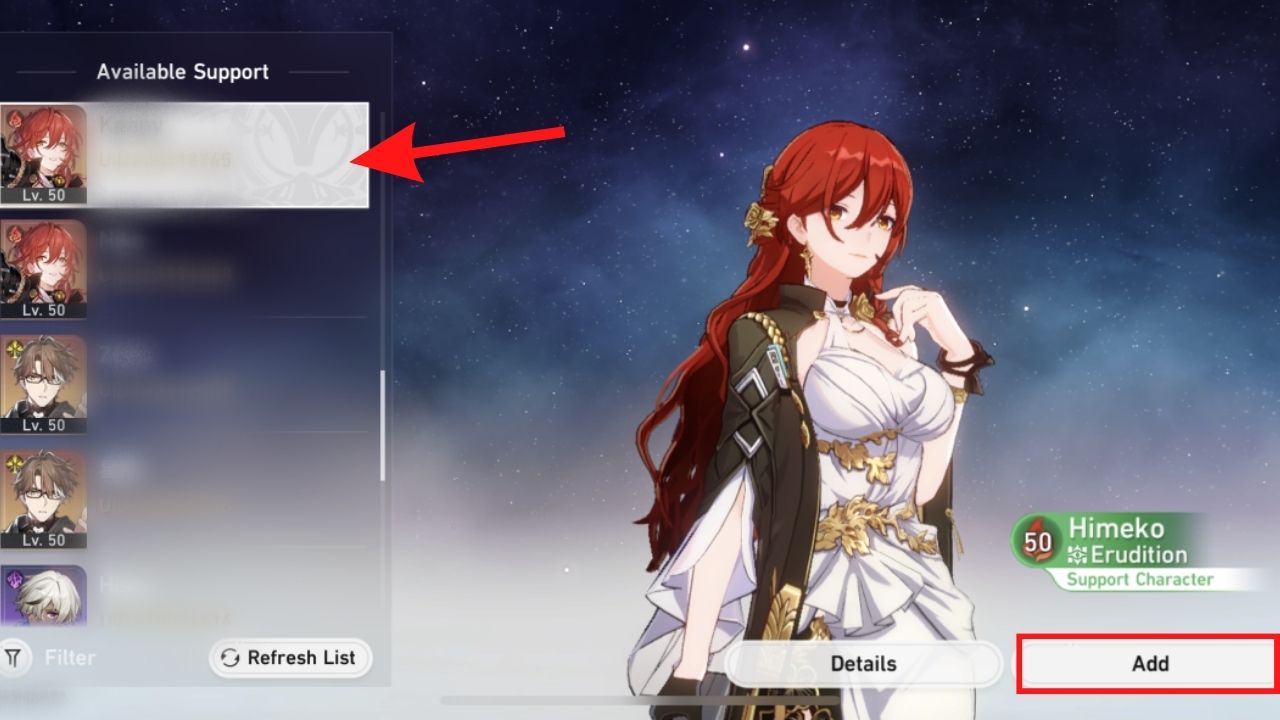How to use / select Support Character Honkai Star Rail