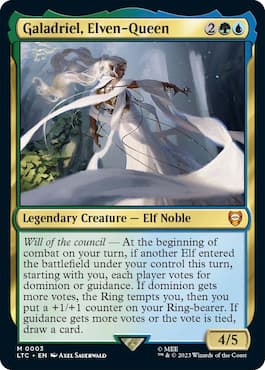  Galadriel, Elven-Queen weaving magic in MTG Lord of the Rings.