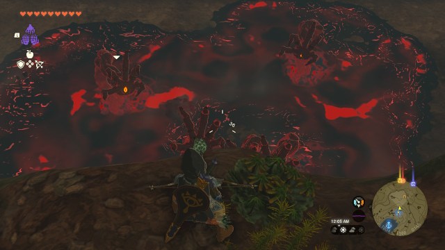 Link faces a pool of black and crimson Gloom in TOTK.