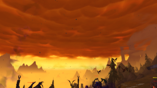 Fiery sky above Ohn'ahran Plains caused by Fyrakk Assaults