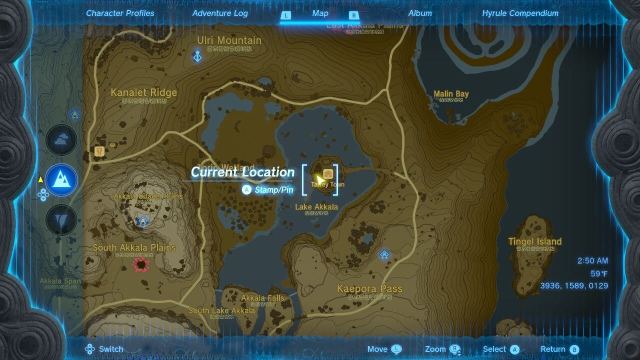 Location of Hudson Construction on the map in Zelda TOTK.