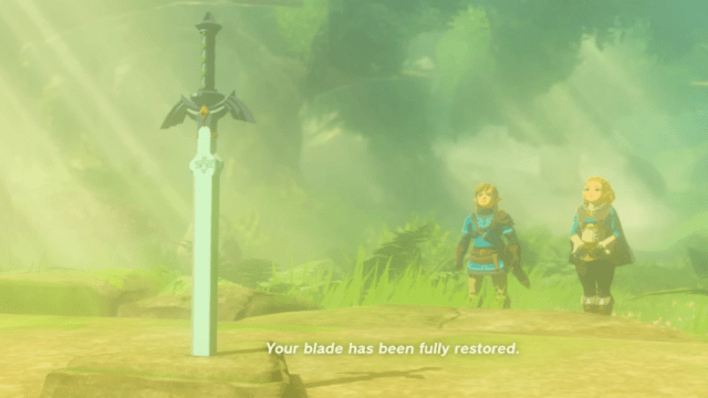 Screengrab of the master sword in totk