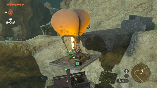 Link on the levitating wagon.