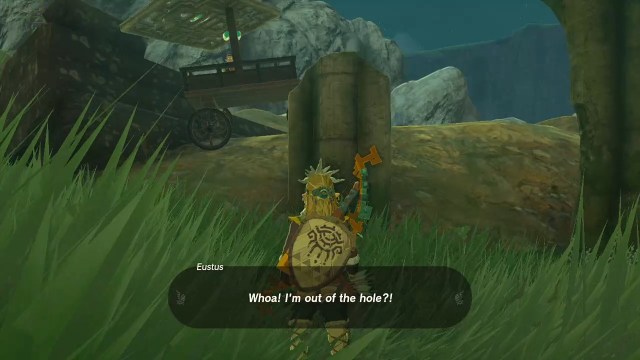 Link getting Eustus out of the hole.