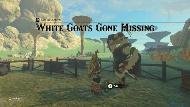 Penn giving the Goats Gone Missing quest to Link.