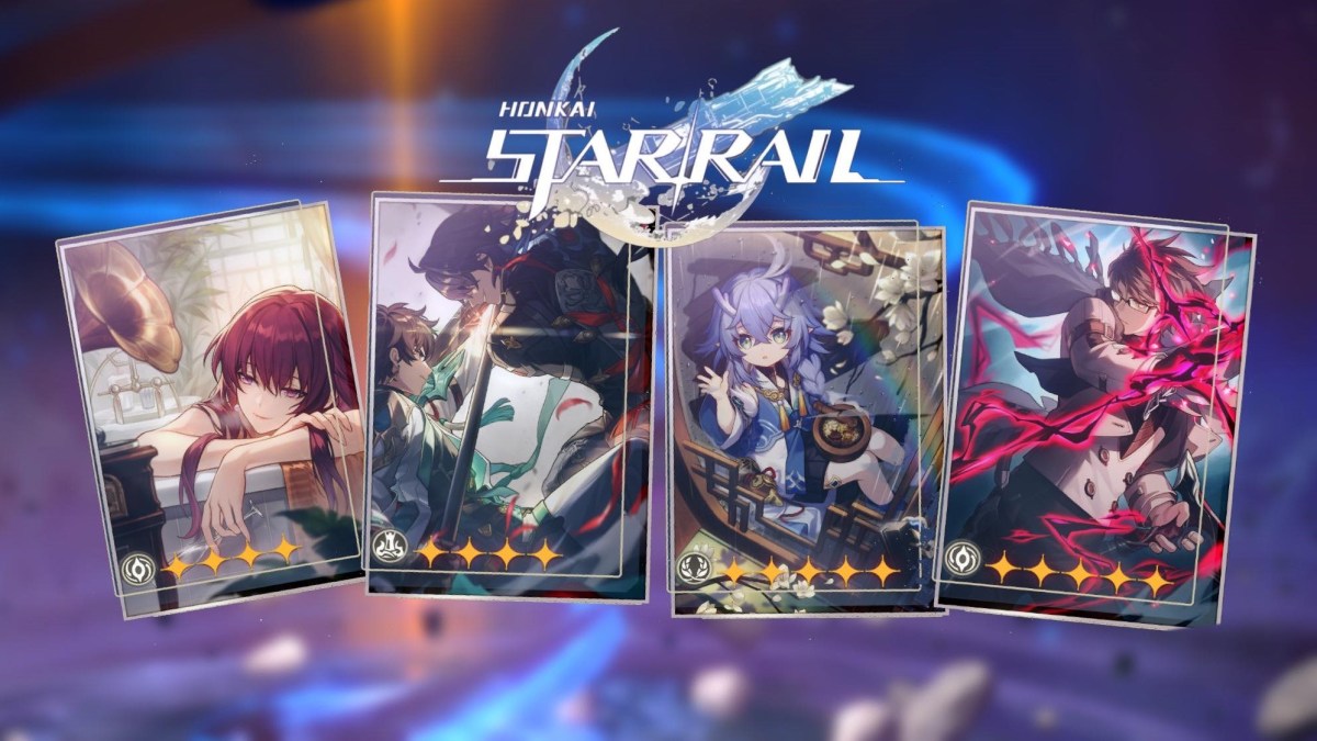 Four Light Cones in Honkai: Star Rail under the game logo.