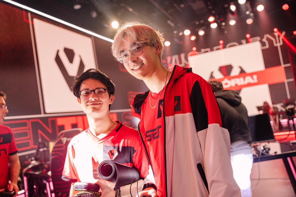 TenZ and zekken from Sentinels on stage at VCT Americas