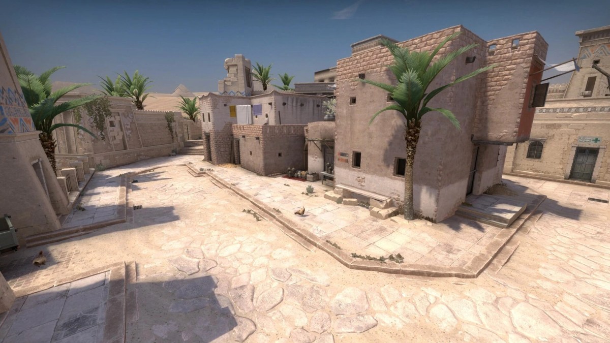 Terrorists' spawn on Anubis in CS:GO.