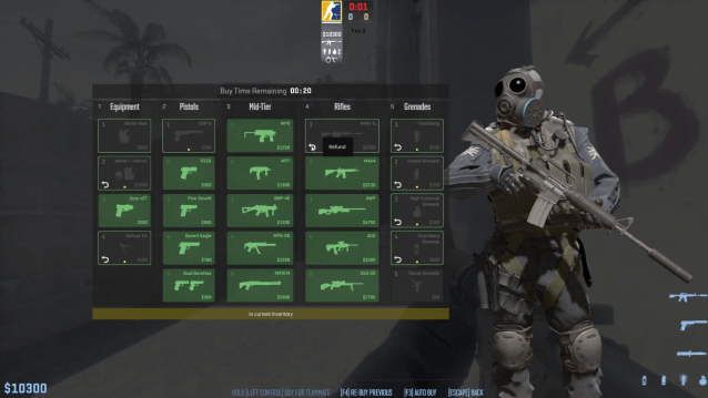 The buy menu in CS2.