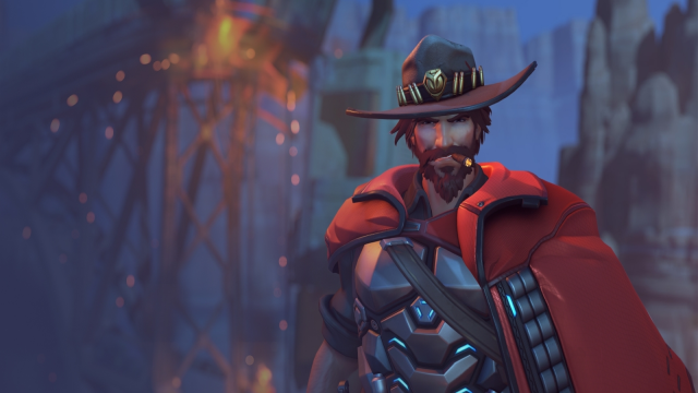 Cassidy from Overwatch 2 is smoking a cigarette.