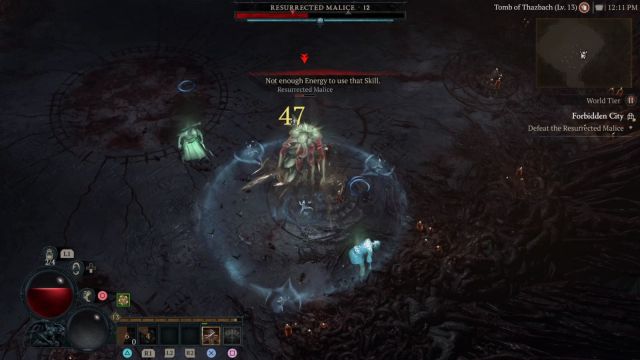 A rogue attacking the staggered Resurrected Malice