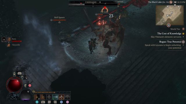 Vhenard boss fight, Diablo 4. Targeting the biggest demon