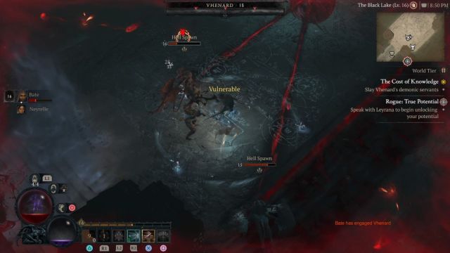 Vhenard boss fight, Diablo 4. Attacking demons