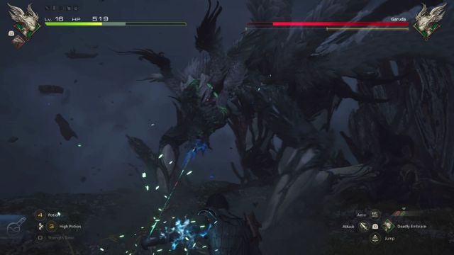 Clive executing a Deadly Takedown on Garuda