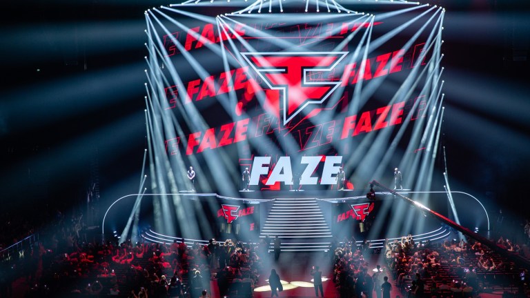 FaZe Clan logo displayed at the BLAST Paris CS:GO Major in May 2023.