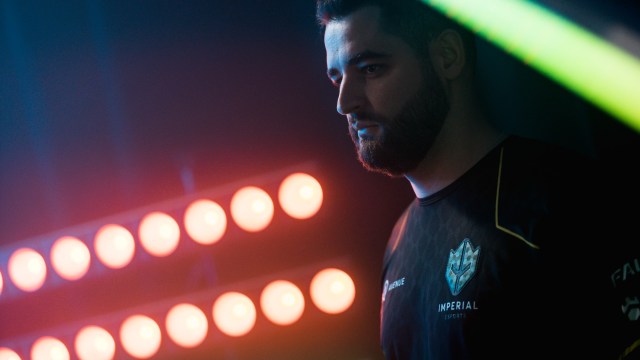 Professional CS:GO player FalleN gets photo taken during media day.