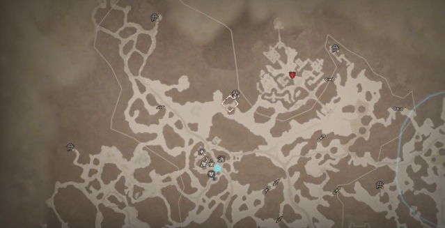 Image of the Diablo 4 map leading to the Forbidden City.
