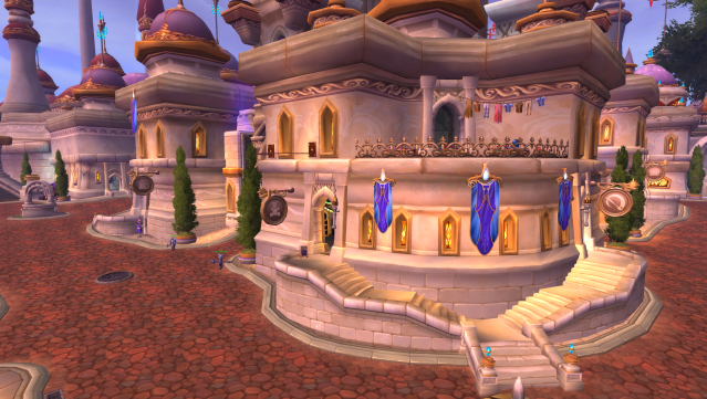 A shot of the Wonderworks in Dalaran, which is located across the cobblestone path from the city's Enchanters and Transmogrifiers.