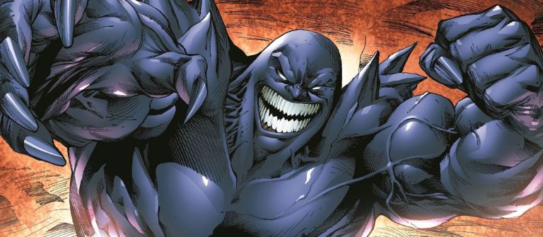 Shadow King, a giant dark monster, grinning at the user while raising a fist in Marvel Snap.