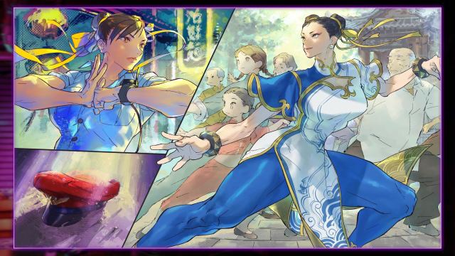 A series of comic panels showing Chun Li training different people.