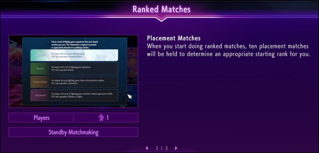 Ranked Placement matches for Street Fighter 6 detailed by difficulty level.