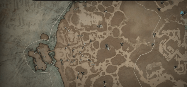 Image of the location of Uldur's Cave on the Diablo 4 map.