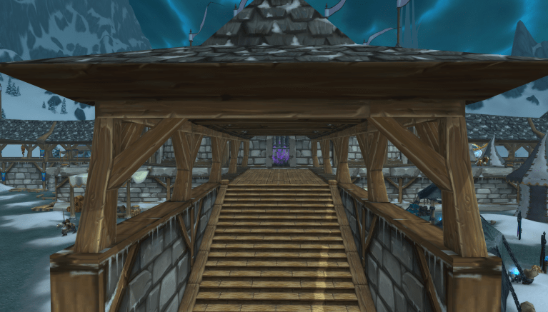 A screenshot of the entrance to the Trial of the Champion in the Argent Tournament Grounds