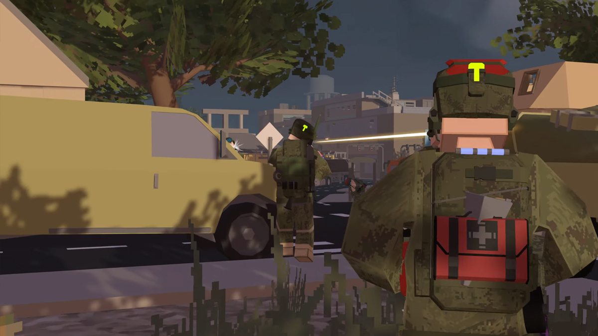 Battlebit soldiers charge to the frontline on Tensatown.