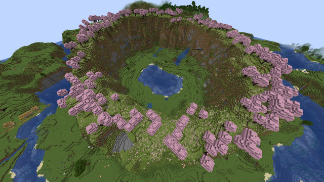 A circular cherry blossom biome.