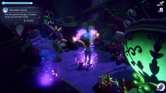 The player using their magic to clear Night Thorns.