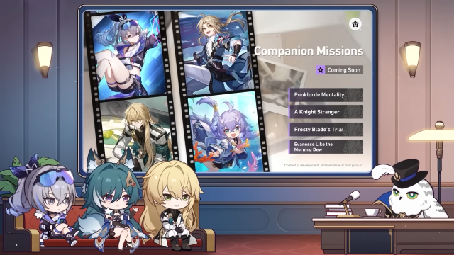 The announcement of four new companion missions for Silver Wolf. Luocha, Yanqing, and Bailu.