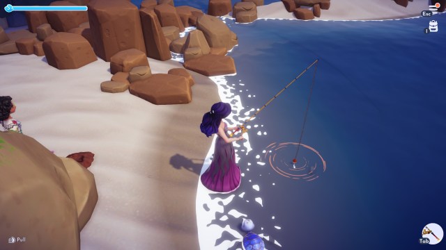 The player fishing for an Emerald Bottle.
