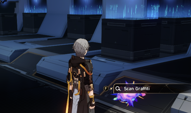 Explosion graffiti on the ground in Honkai: Star Rail's Starhunt Arcade game.