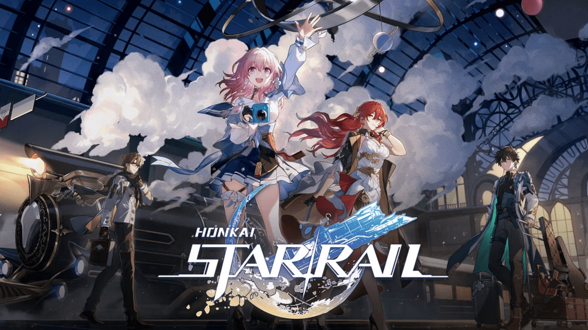 Promotional art of Honkai: Star Rail showing several characters and the Astral Express