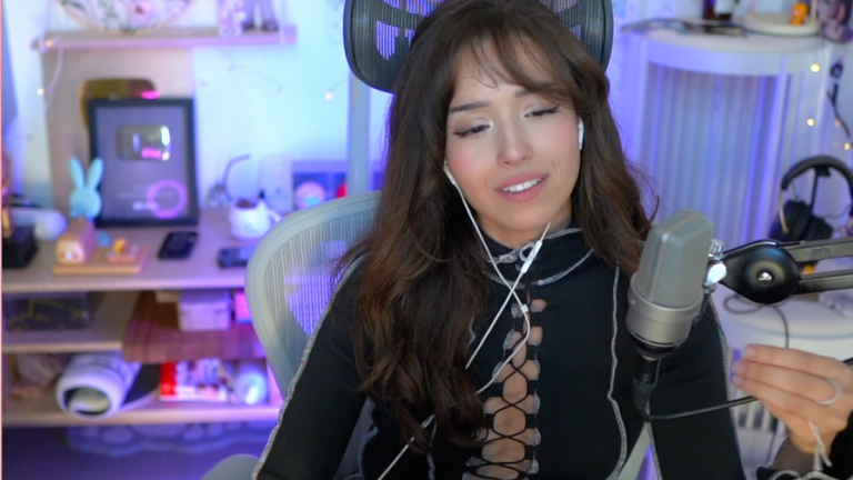 Pokimane speaking in a livestream.