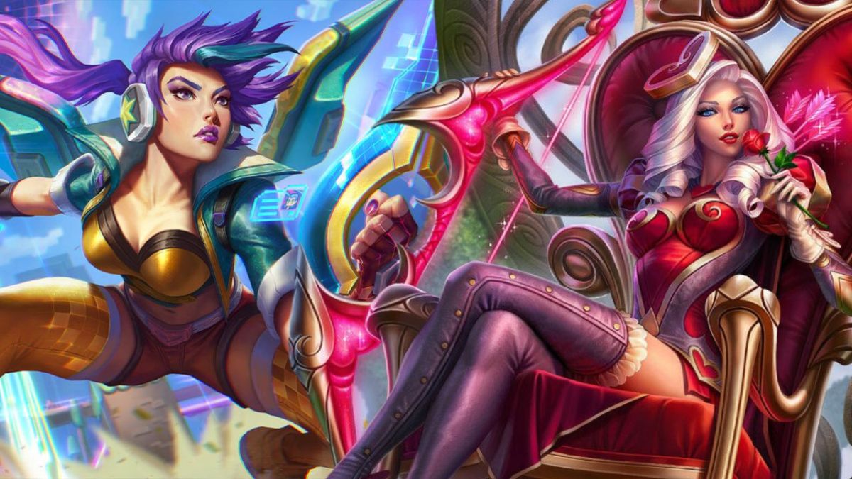 League of Legends champions Ashe and Kai'Sa in signature poses.