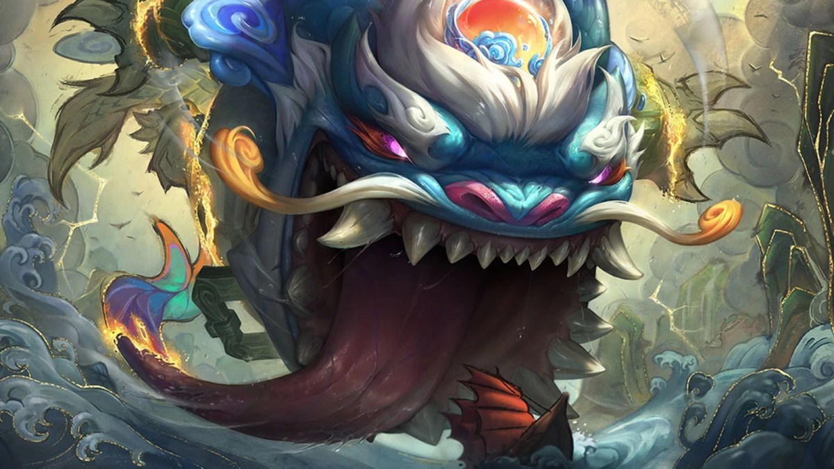 Shan Hai Scrolls Tahm Kench devours a small boat in League of Legends