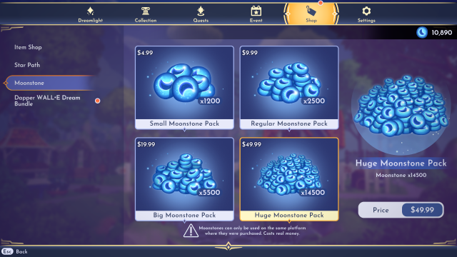 The Moonstone store in Disney Dreamlight Valley.