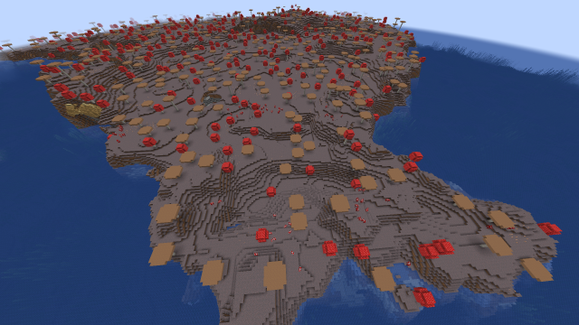 A huge mushroom fields biome.