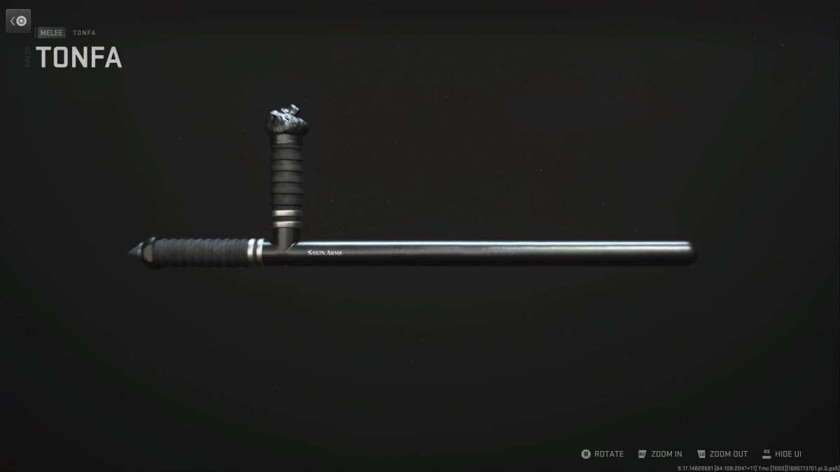 A screenshot of the tonfa melee weapon in Call of Duty: MW2.