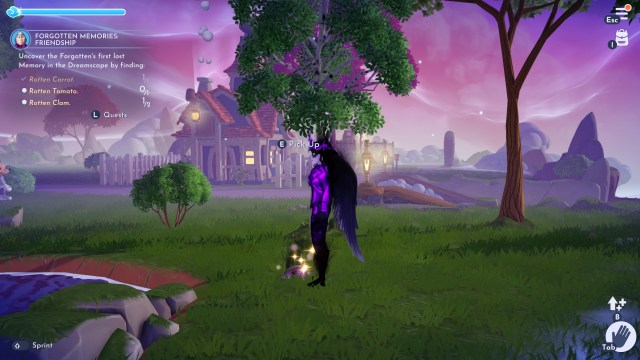 The player standing by a Rotten Clam near the small pond.