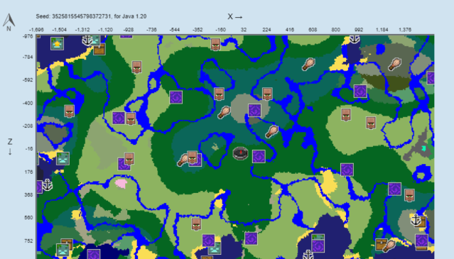 A map of the 3525815545798372731 seed.