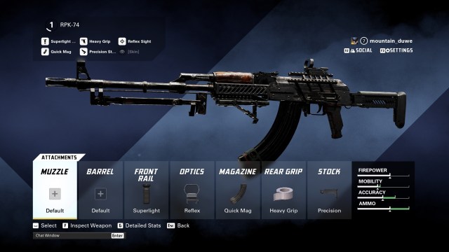 A screenshot of the best RPK LMG loadout in XDefiant.