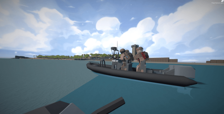 Battlebit Remastered squad on a motorboat