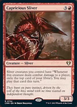 Image of Capricious Sliver creature in in Commander Masters Sliver Swarm Precon deck