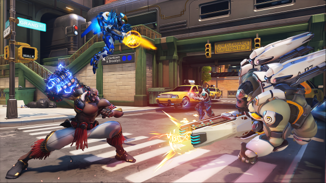 A battle on Midtown in Overwatch 2